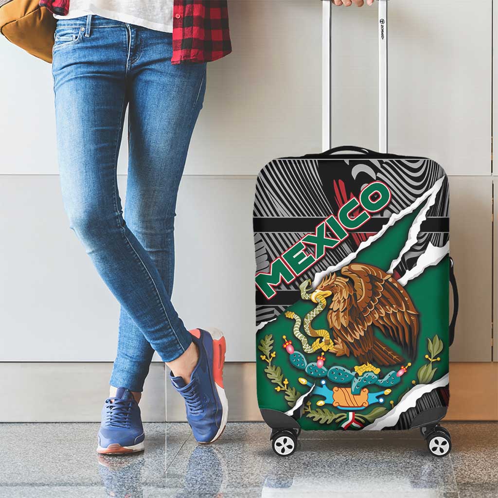 Mexico Luggage Cover Mexican Patriotic Eagle Emblem - Fierce National Pride DT05