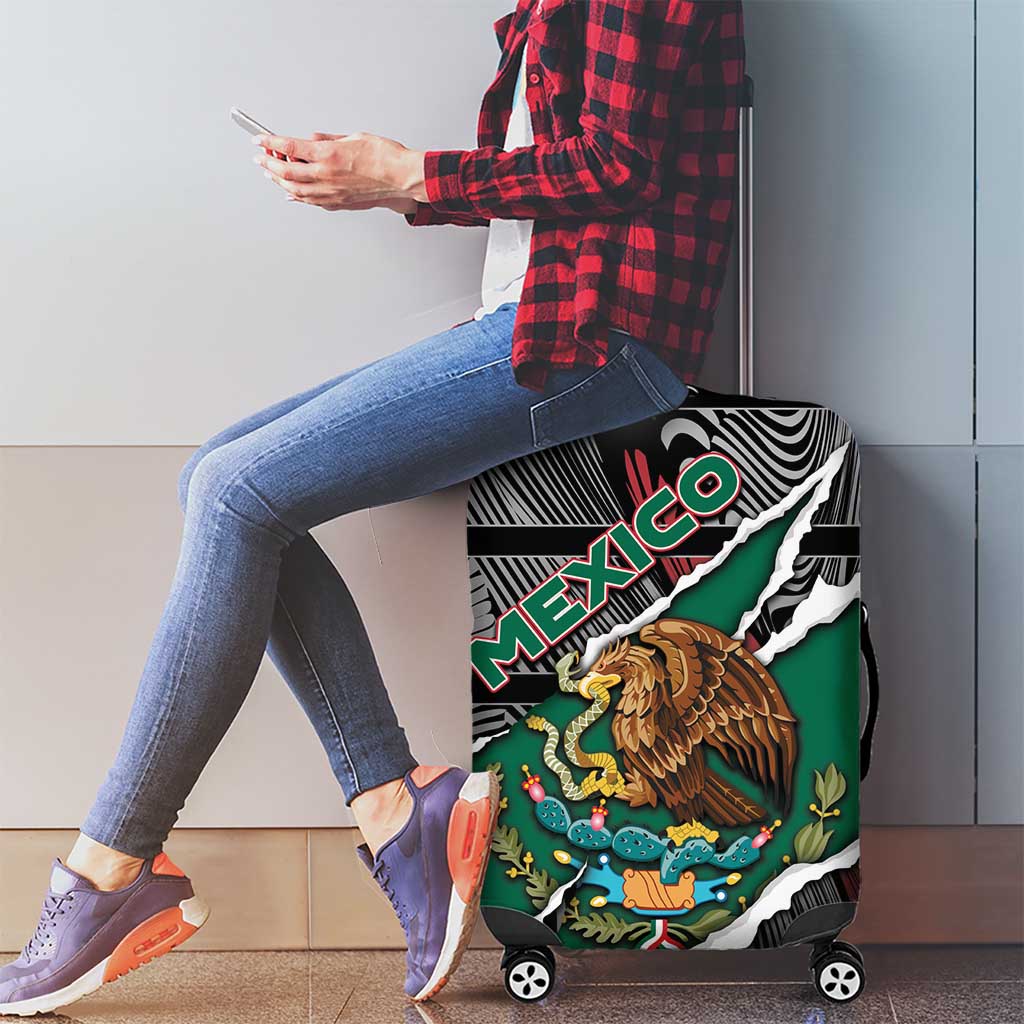 Mexico Luggage Cover Mexican Patriotic Eagle Emblem - Fierce National Pride DT05