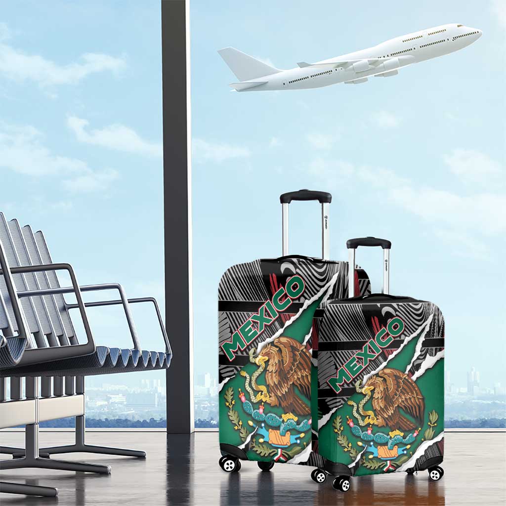 Mexico Luggage Cover Mexican Patriotic Eagle Emblem - Fierce National Pride DT05