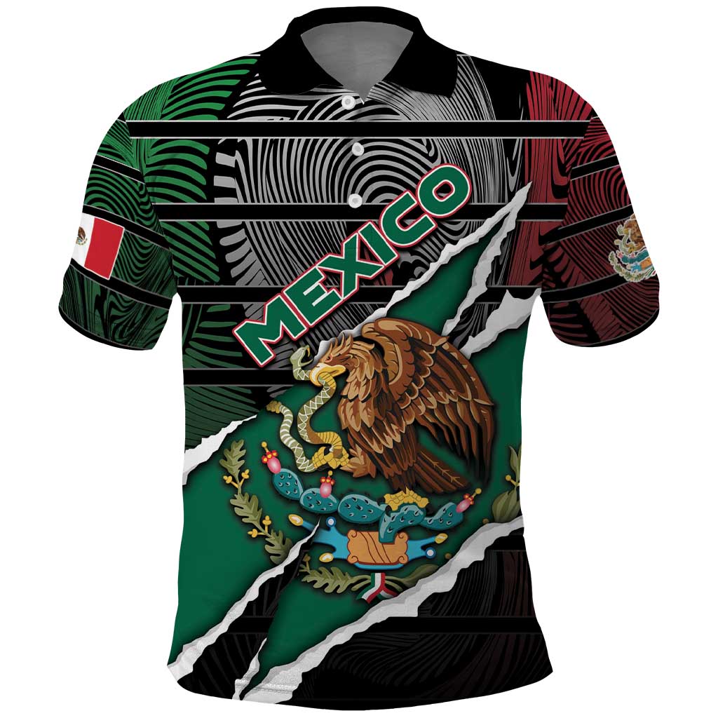 Personalized Mexico Polo Shirt Mexican Patriotic Eagle Emblem - Fierce National Pride DT05