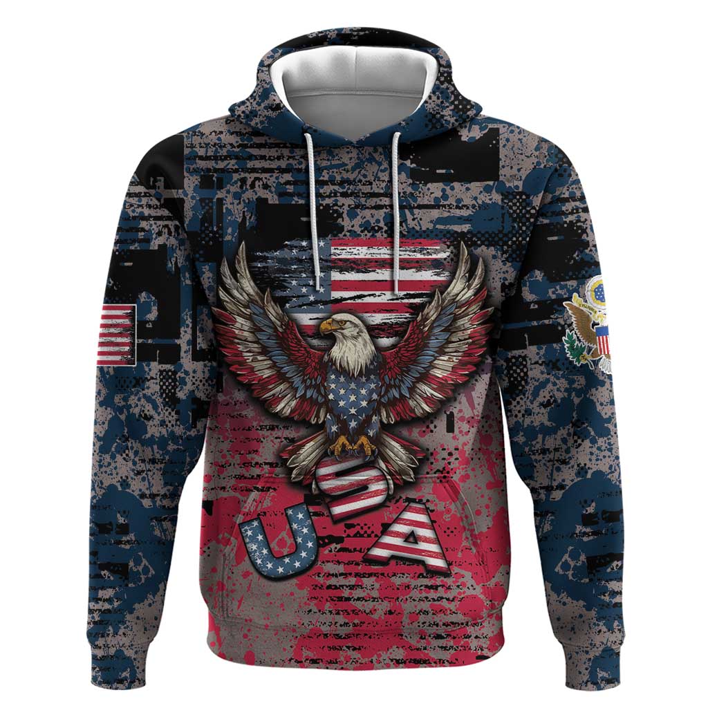Personalized Patriotic Rebel American Hoodie Grunge USA Eagle Flag DT05