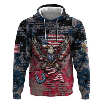 Personalized Patriotic Rebel American Hoodie Grunge USA Eagle Flag DT05