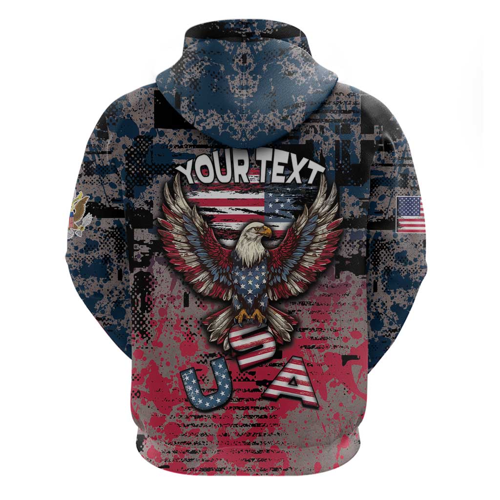 Personalized Patriotic Rebel American Hoodie Grunge USA Eagle Flag DT05