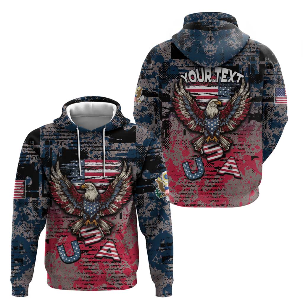 Personalized Patriotic Rebel American Hoodie Grunge USA Eagle Flag DT05