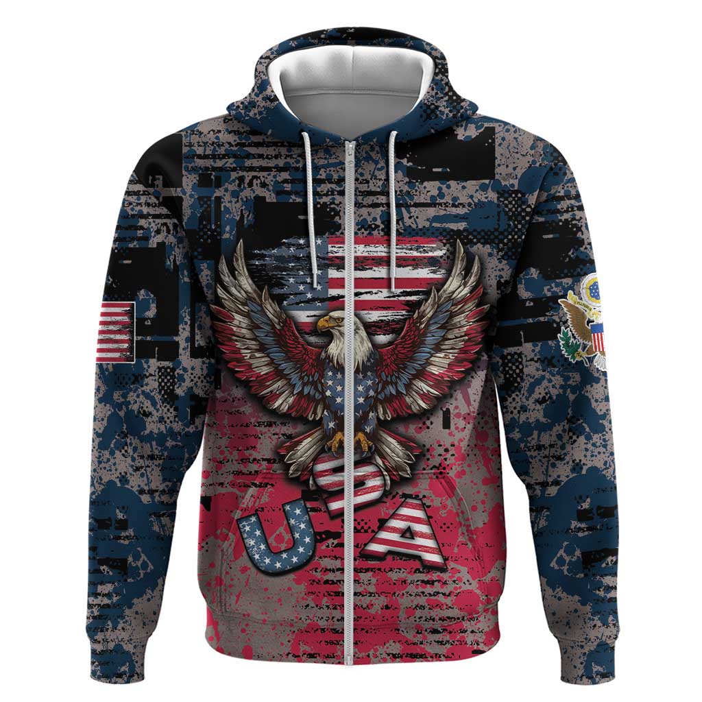 Personalized Patriotic Rebel American Hoodie Grunge USA Eagle Flag DT05
