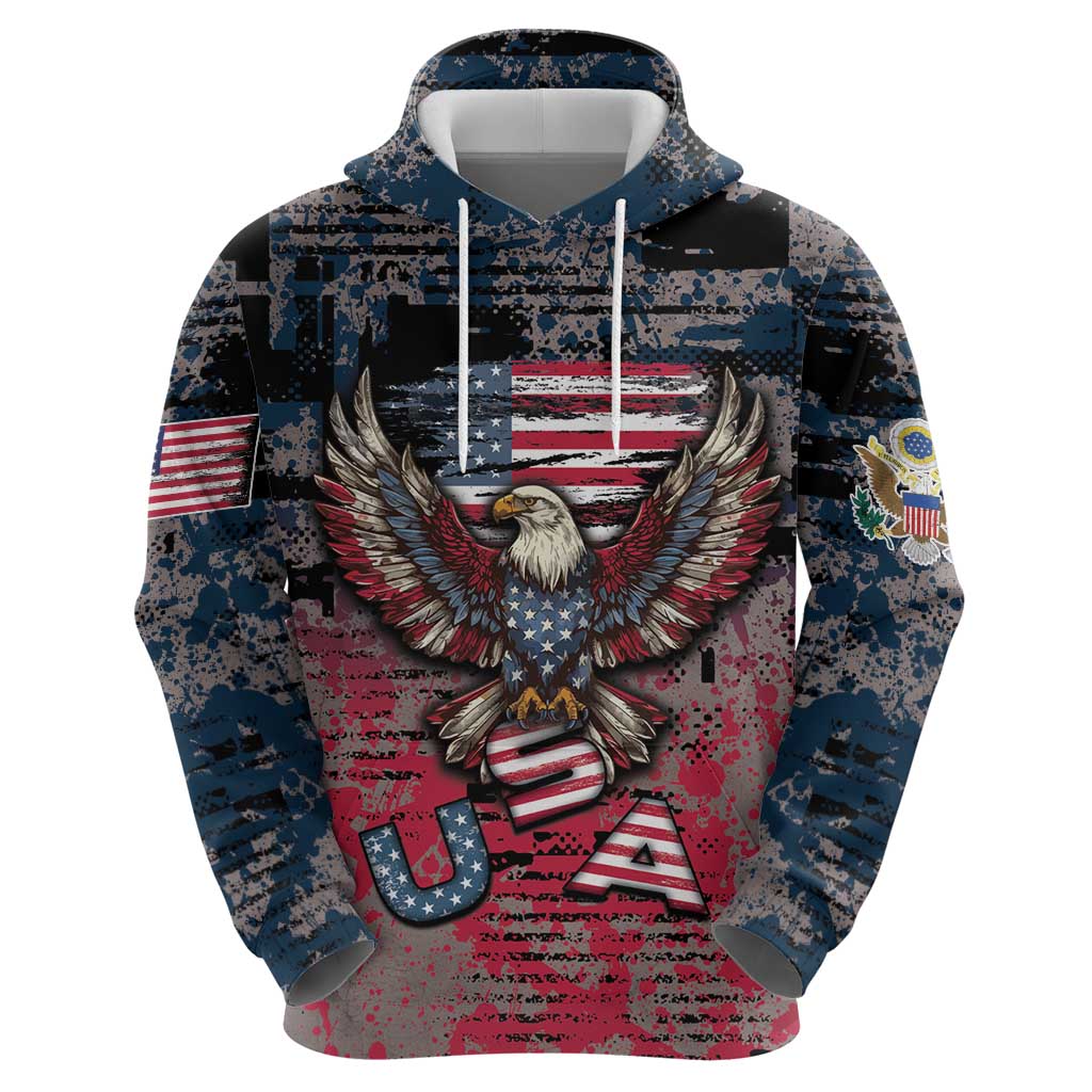 Personalized Patriotic Rebel American Hoodie Grunge USA Eagle Flag DT05