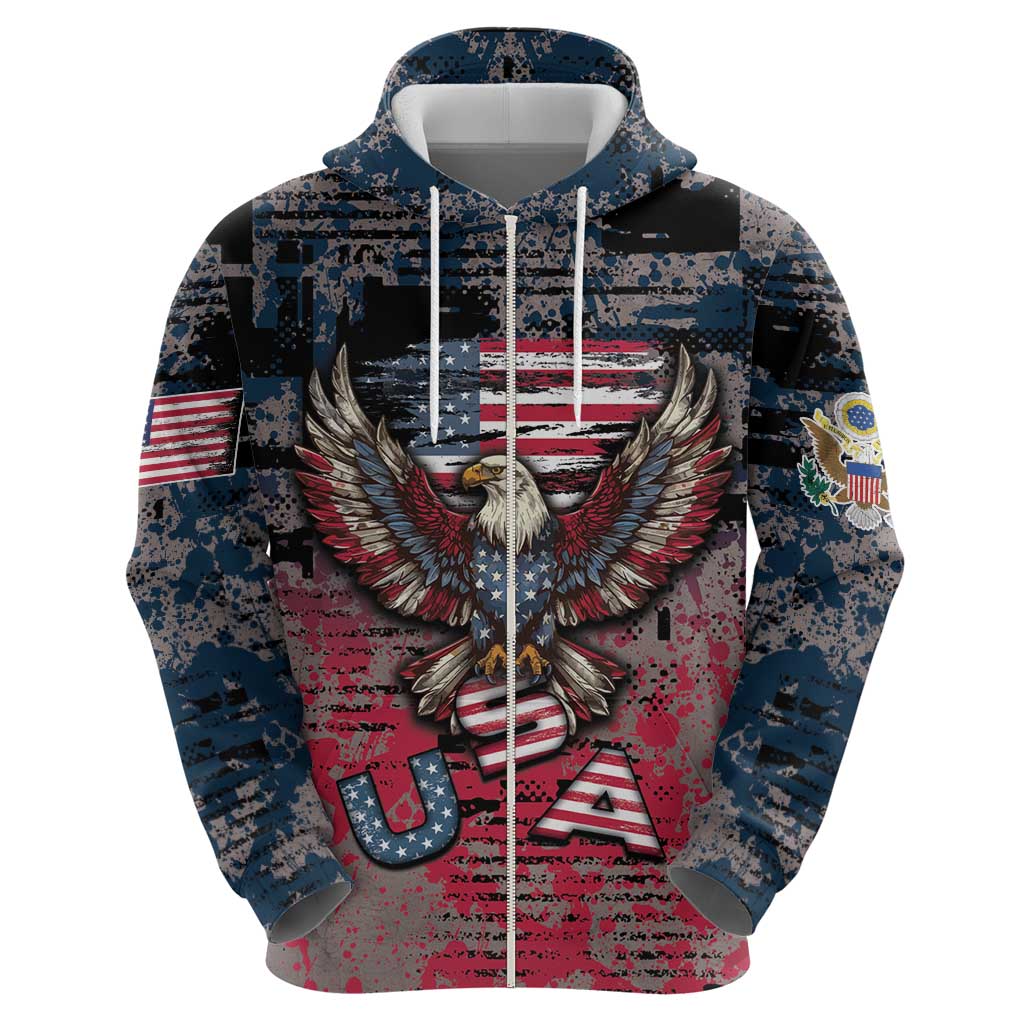 Personalized Patriotic Rebel American Hoodie Grunge USA Eagle Flag DT05