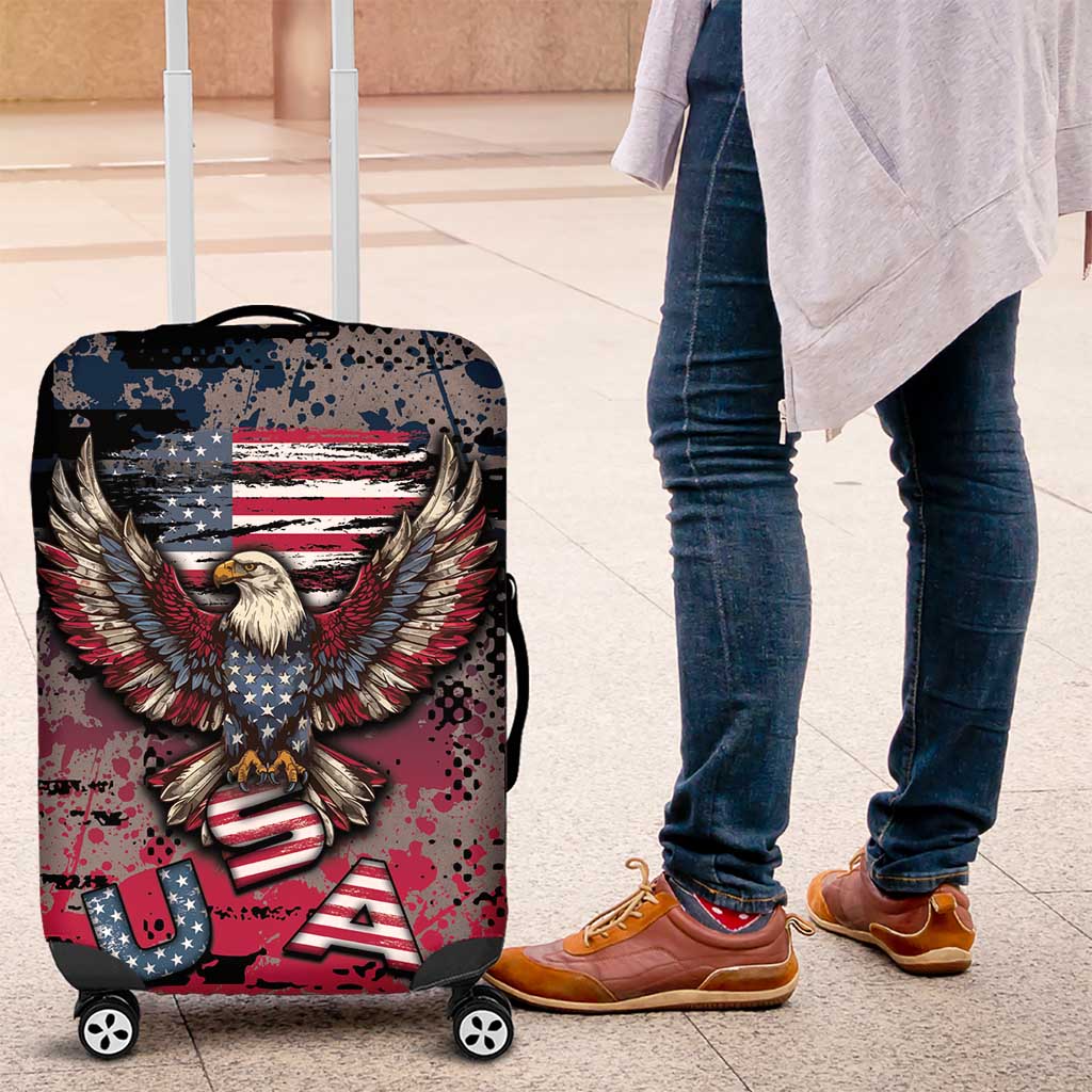 Patriotic Rebel American Luggage Cover Grunge USA Eagle Flag DT05