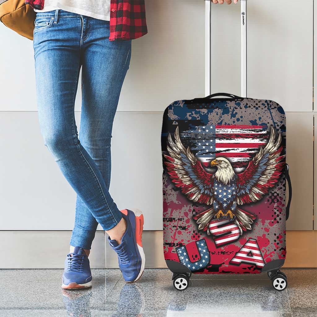 Patriotic Rebel American Luggage Cover Grunge USA Eagle Flag DT05
