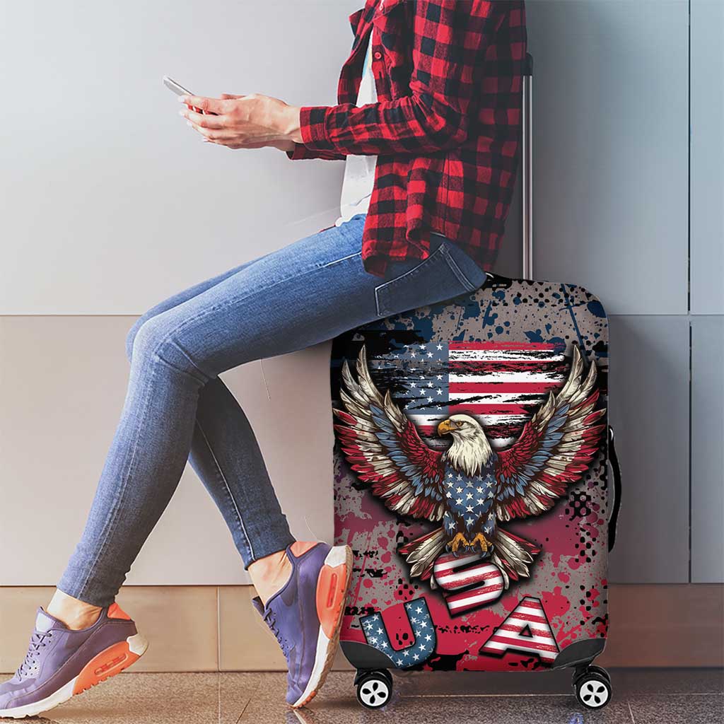 Patriotic Rebel American Luggage Cover Grunge USA Eagle Flag DT05