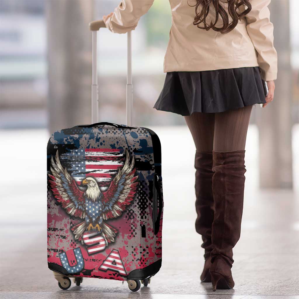 Patriotic Rebel American Luggage Cover Grunge USA Eagle Flag DT05