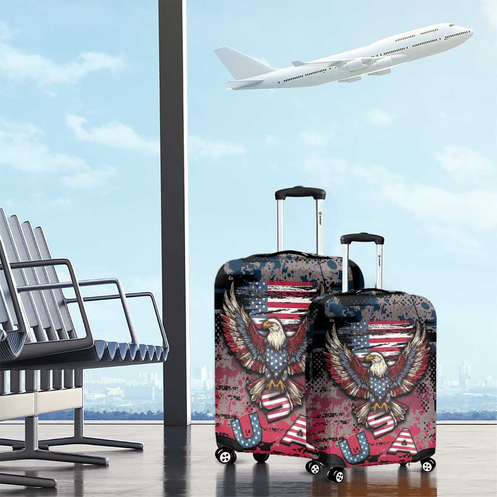 Patriotic Rebel American Luggage Cover Grunge USA Eagle Flag DT05