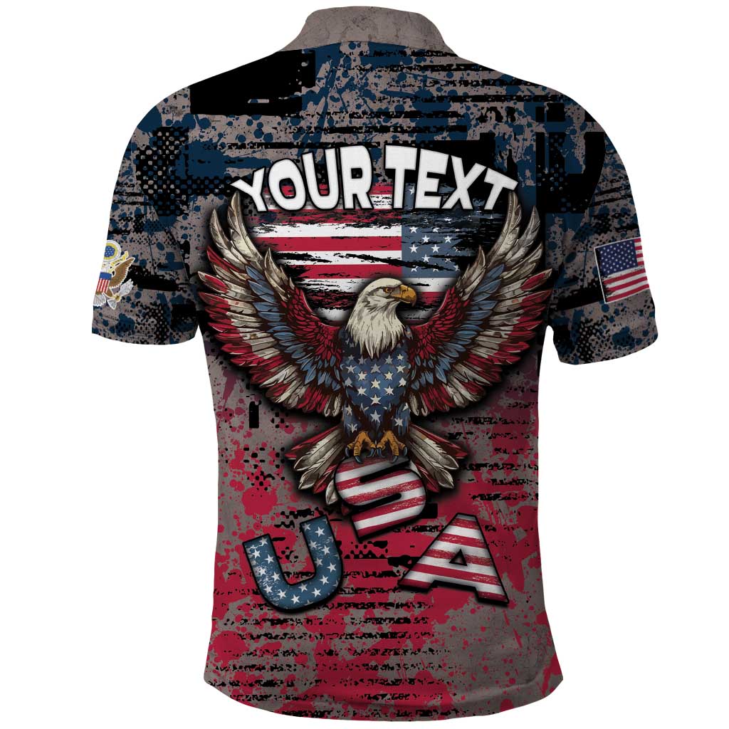 Personalized Patriotic Rebel American Polo Shirt Grunge USA Eagle Flag DT05