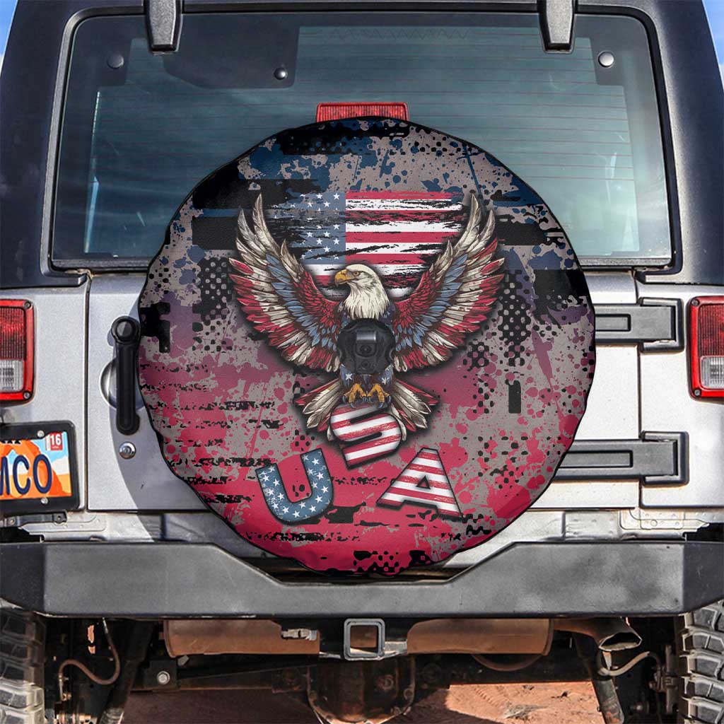Patriotic Rebel American Spare Tire Cover Grunge USA Eagle Flag DT05