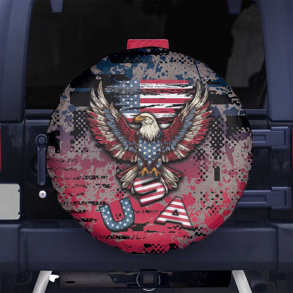Patriotic Rebel American Spare Tire Cover Grunge USA Eagle Flag DT05