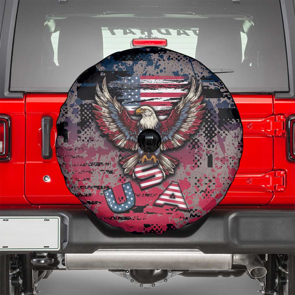 Patriotic Rebel American Spare Tire Cover Grunge USA Eagle Flag DT05