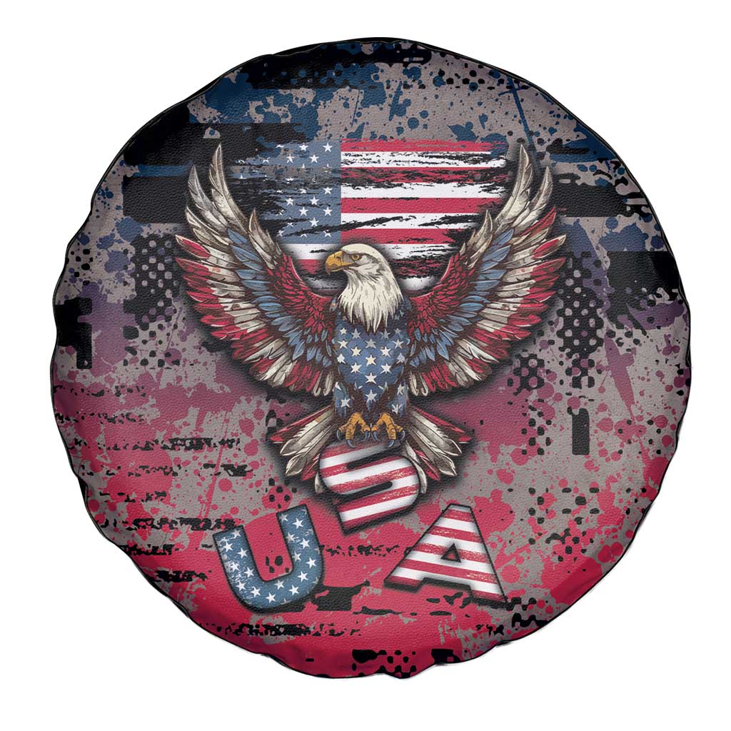 Patriotic Rebel American Spare Tire Cover Grunge USA Eagle Flag DT05