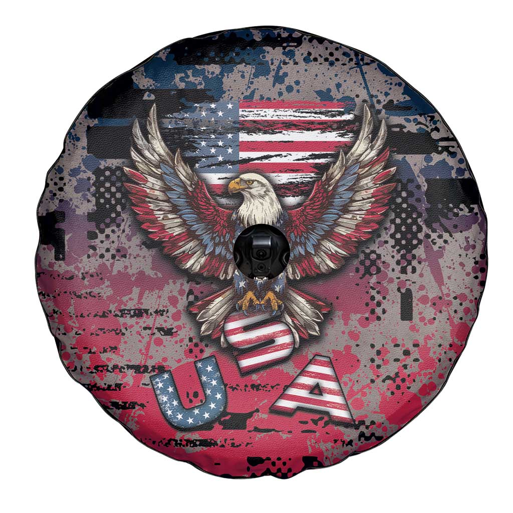 Patriotic Rebel American Spare Tire Cover Grunge USA Eagle Flag DT05