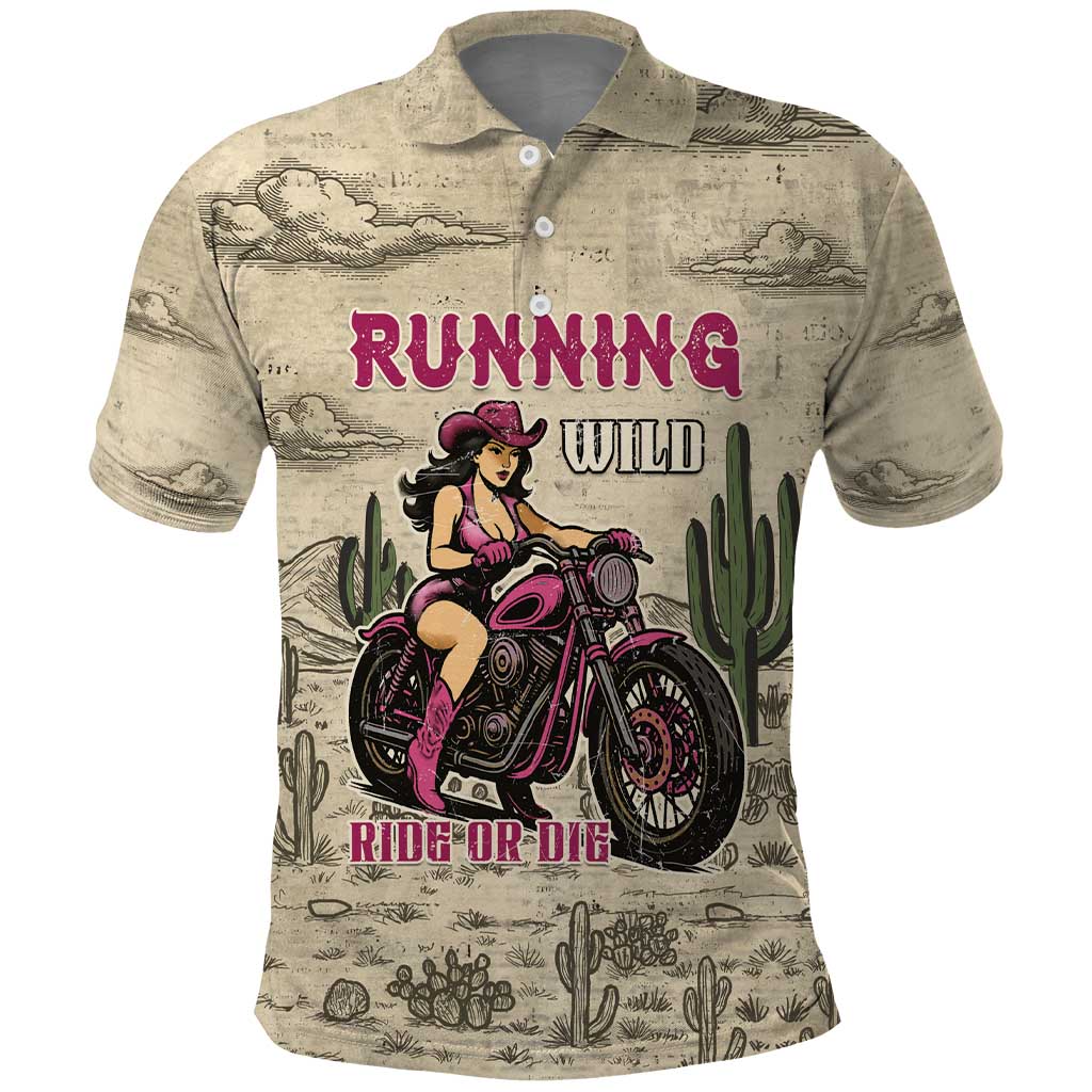 Cowgirl Polo Shirt Running Wild Ride Or Die DT05