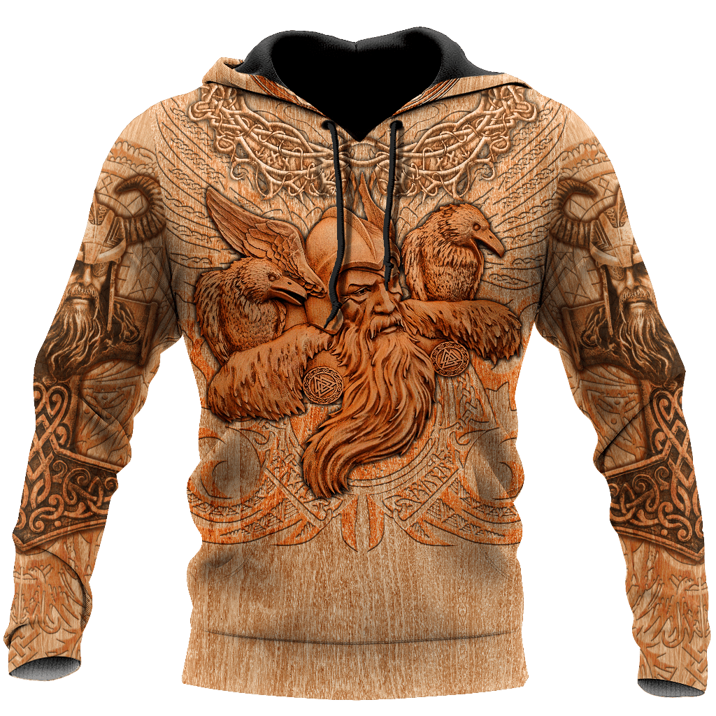 Viking Clothing Viking Odin and Ravens Hoodie RLT12