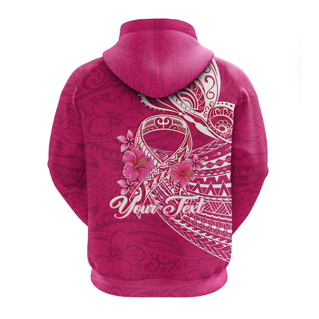 Custom Personalised Breast Cancer Pink Ribbon Butterfly Polynesian Pink Version Hoodie LT12