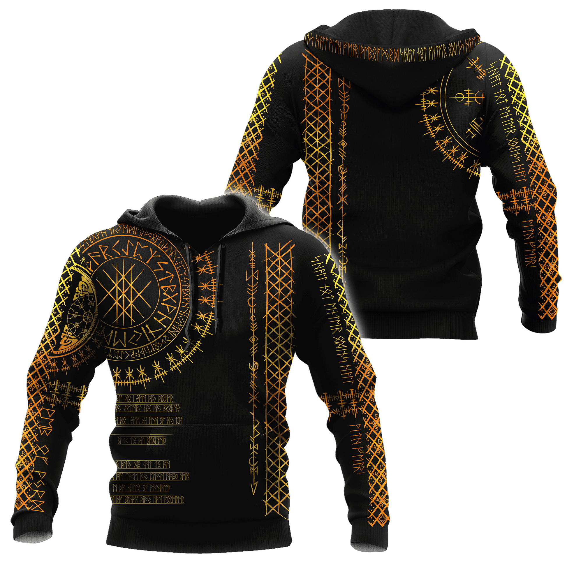 Viking Clothing Viking Golden Runes Hoodie RLT12