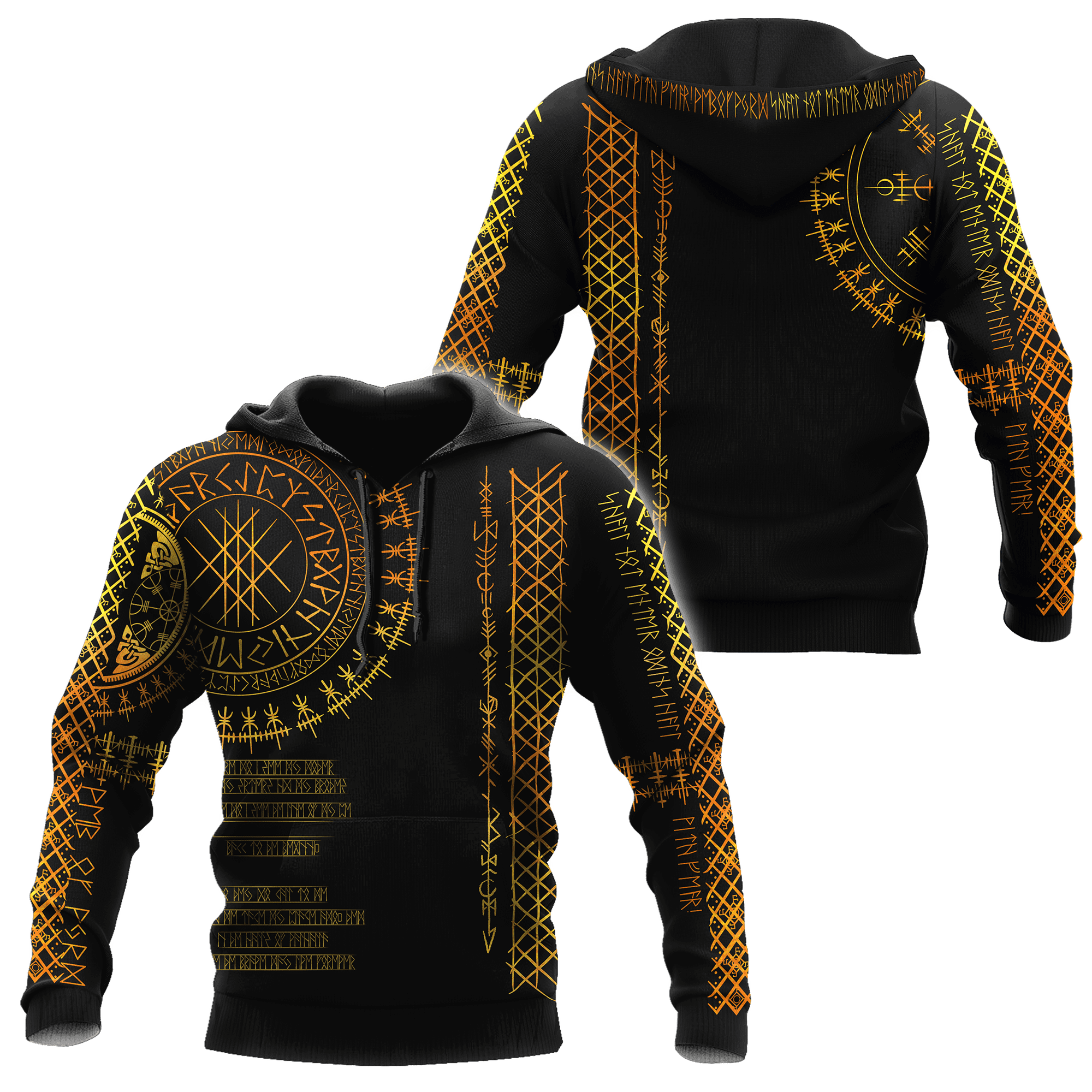 Viking Clothing Viking Golden Runes Hoodie RLT12