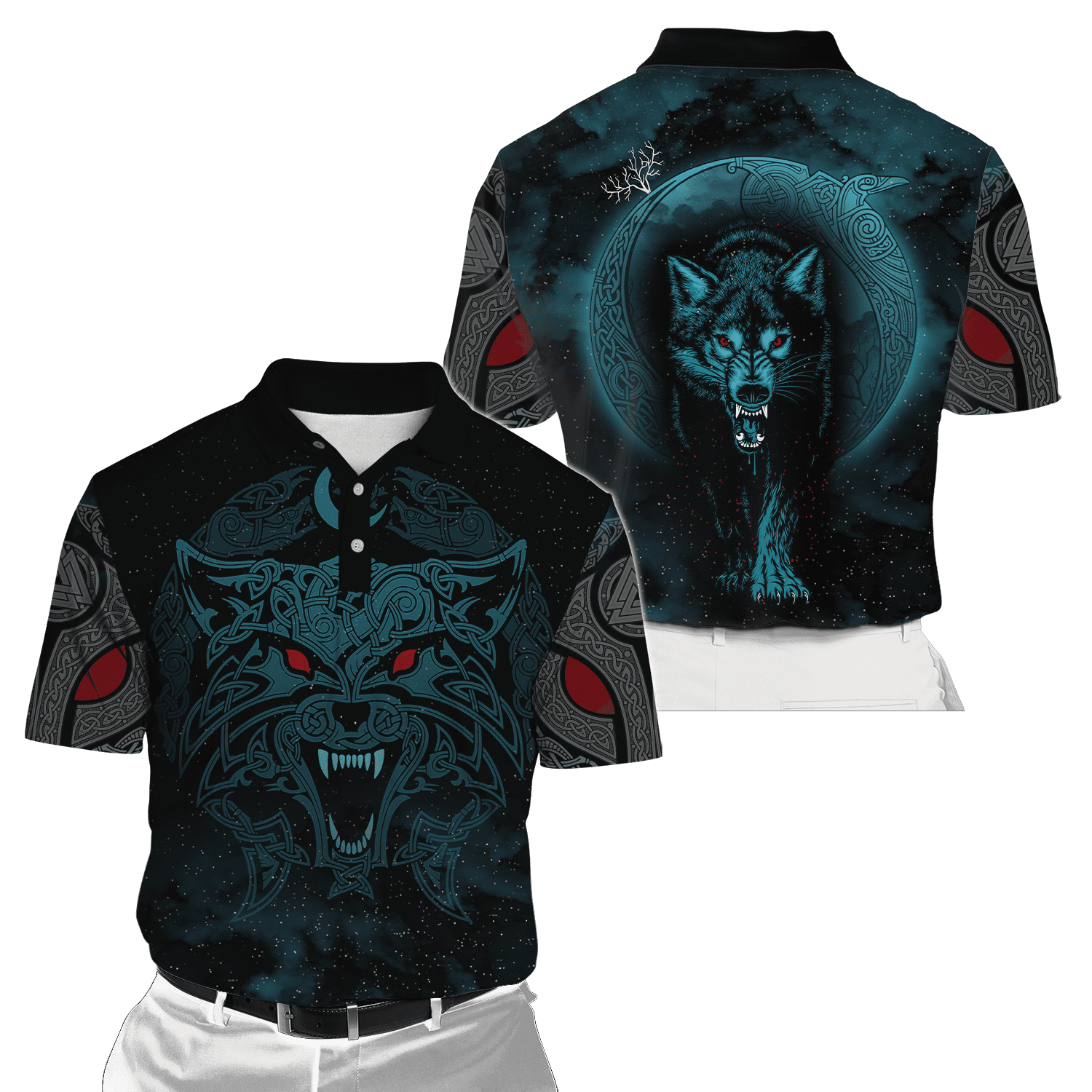 Viking Clothing Wolf Viking 3D Polo Shirt RLT12