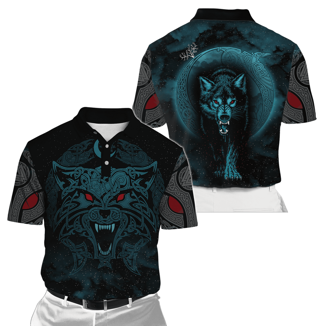 Viking Clothing Wolf Viking 3D Polo Shirt RLT12