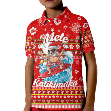 Christmas Hawaii Santas Surf Mele Kalikimaka Polo Shirt LT2