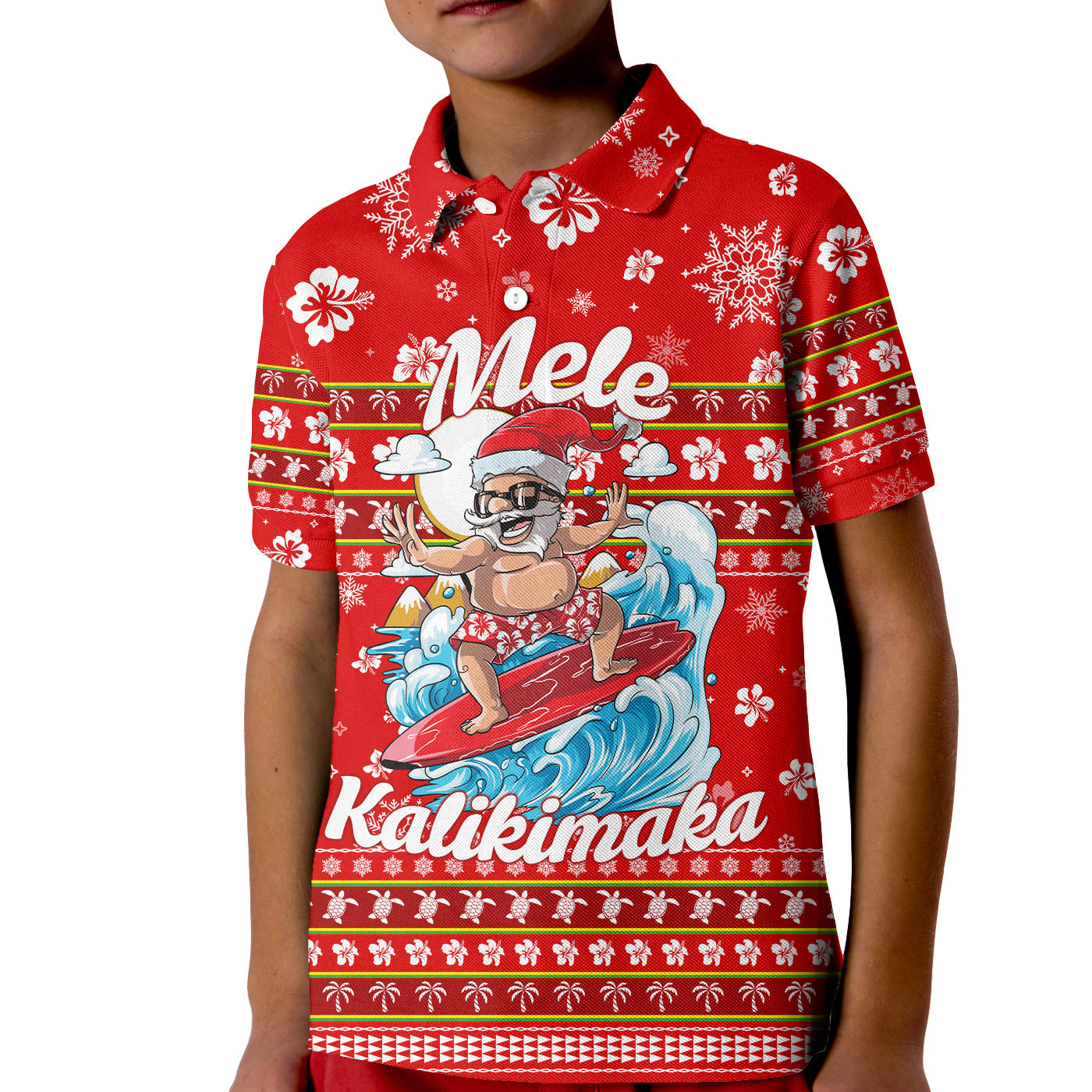 Custom Christmas Hawaii Polo Shirt Santas Surf Mele Kalikimaka LT2