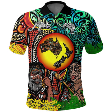 Australia Aboriginal Kangaroo Combine New Zealand Maori Kiwi Bird Polo Shirt LT2