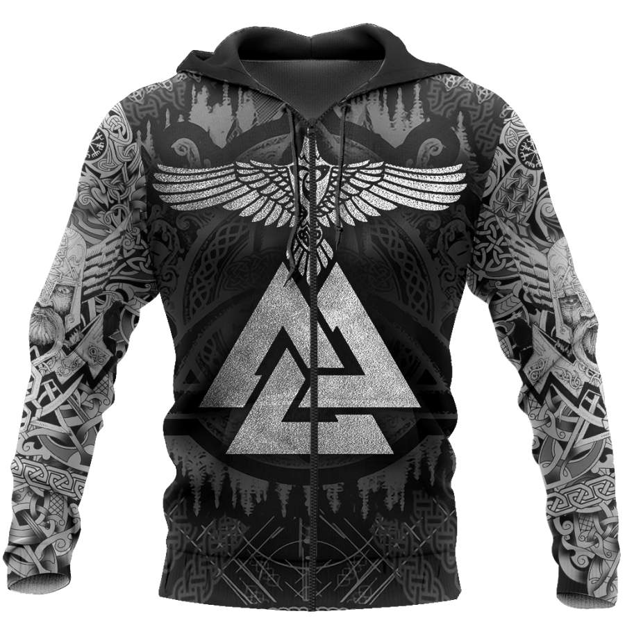 Viking Clothing Viking Huginn, Valknut Tattoo Hoodie RLT12