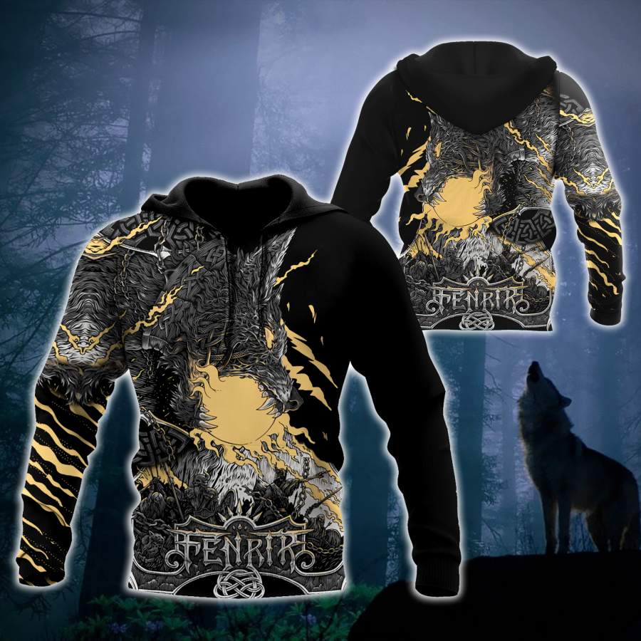 Viking Clothing Fenrir Norse Wolf Hoodie RLT12