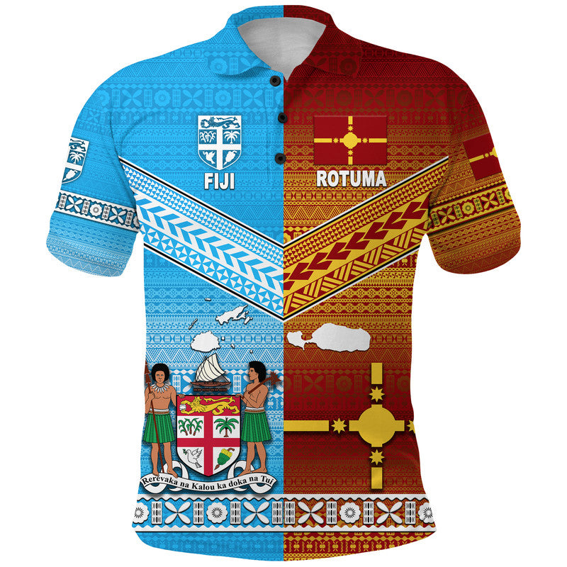 Custom Fiji And Rotuma Tapa Pattern Polo Shirt Together LT8