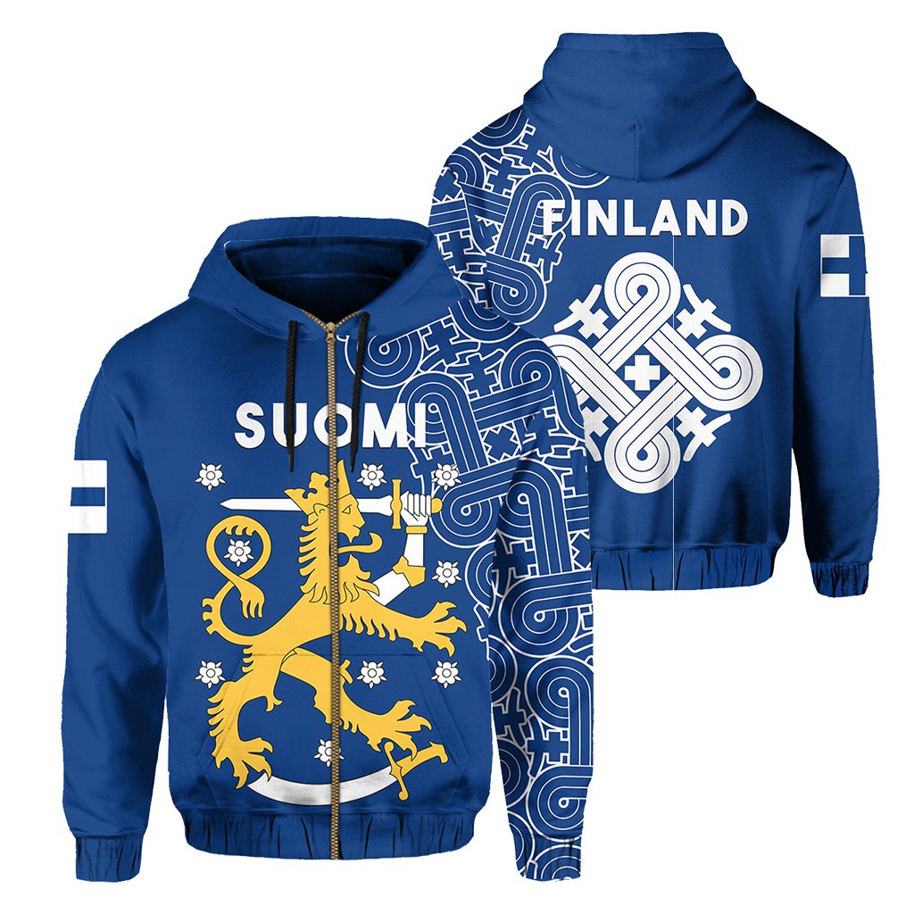 Finland Zip Up Hoodie Hannunvaakuna Finnish Tattoo