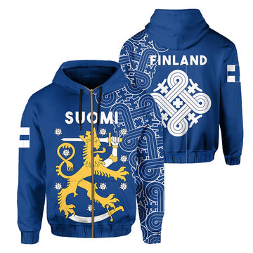 Finland Zip Up Hoodie Hannunvaakuna Finnish Tattoo