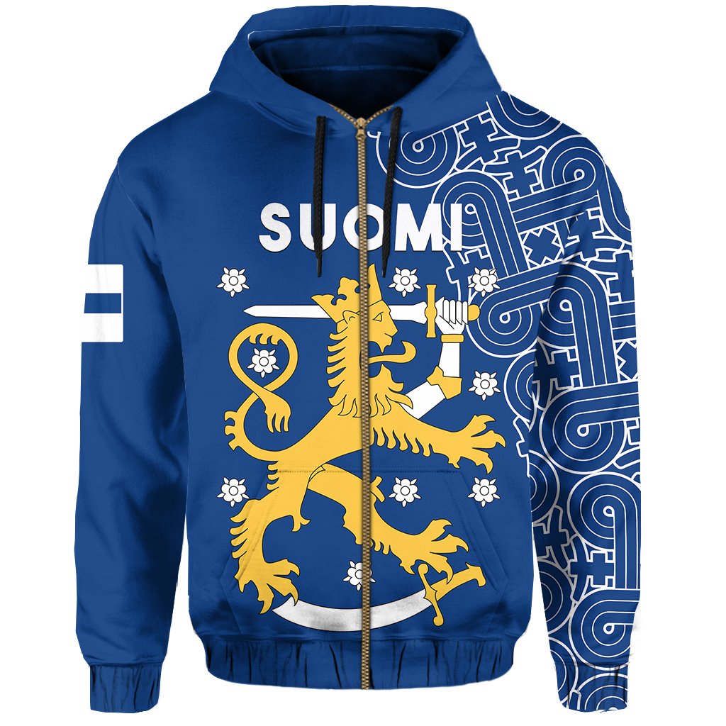 Finland Zip Up Hoodie Hannunvaakuna Finnish Tattoo