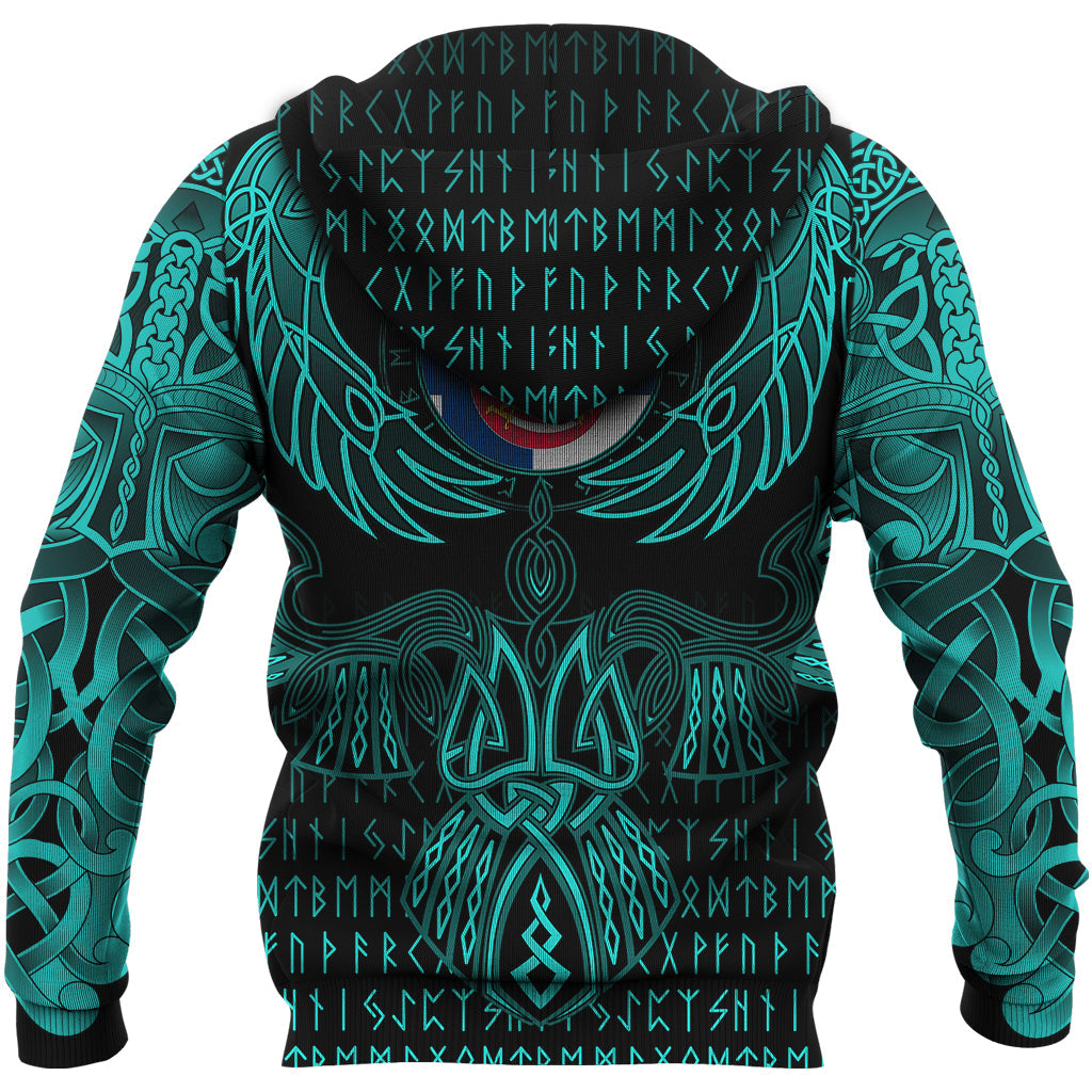 Viking Finland Hoodie Valknut of Odin Cyan RLT12