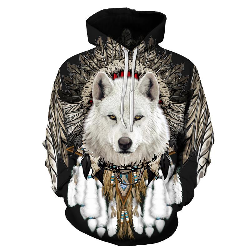 White Wolf Chief Native American All Over Hoodie LT10
