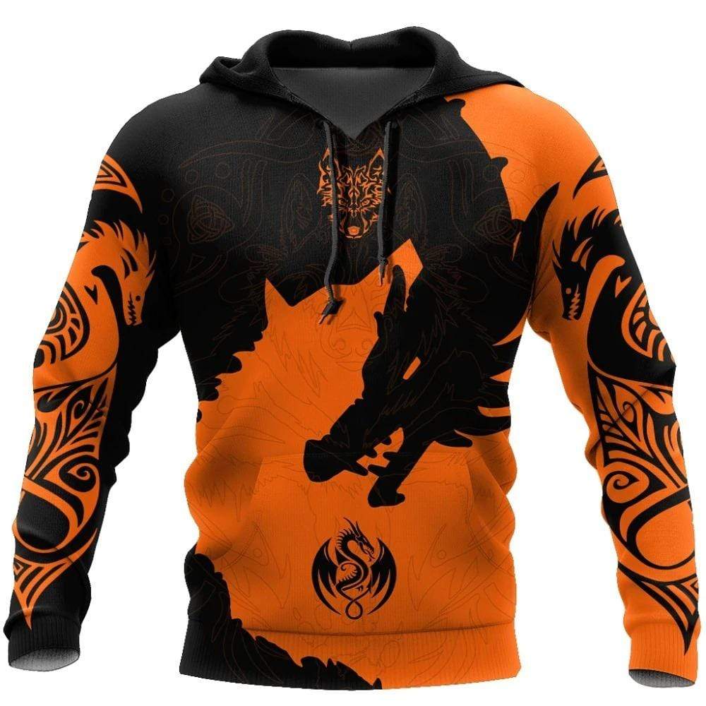 Viking Clothing Freki and Dragon Hoodie RLT12