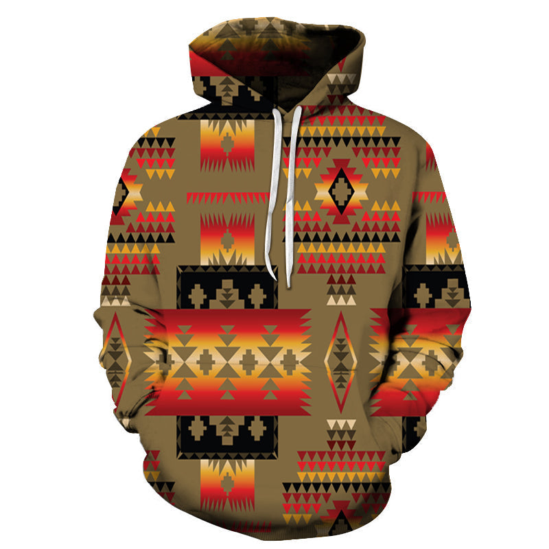 Dark Brown Native Tribes Pattern Native American All Over Hoodie LT10