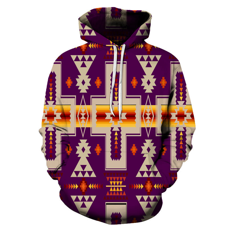 Purrple Tribe Design Native American All Over Hoodie LT10