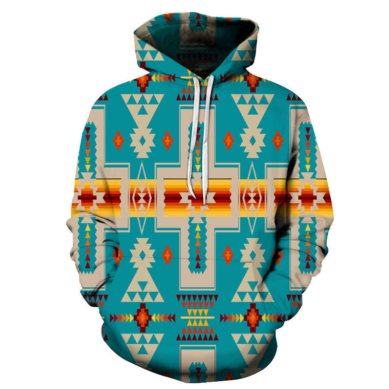 Turquoise Tribe Design Native American All Over Hoodie LT10