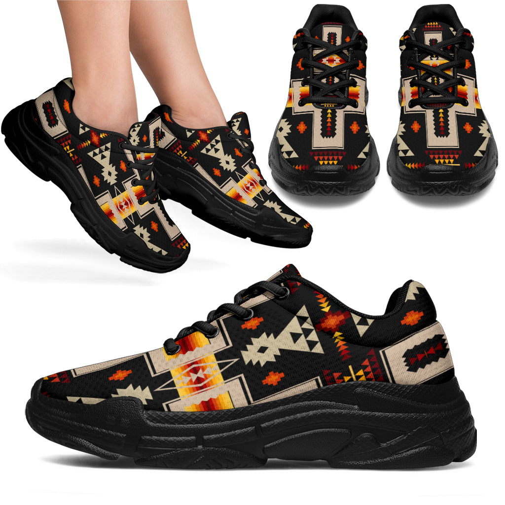 Native American Black Tribe Design Chunky Sneakers LT10