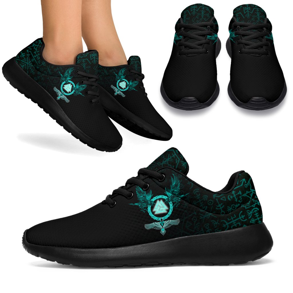 Viking Sport Sneakers Three Raven and Valknut Cyan RLT12