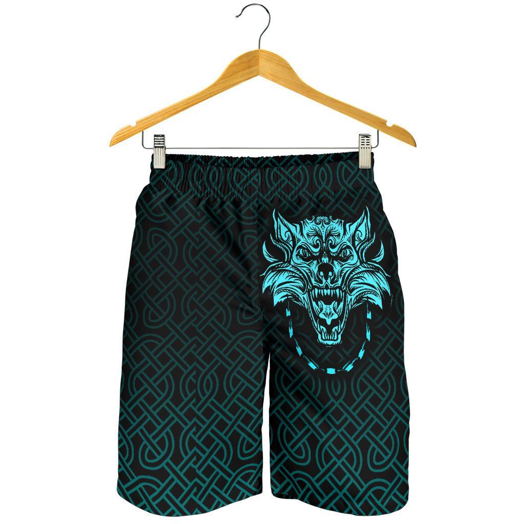 Viking All Over Print Men's Shorts Fenrir Viking Cyan 3D RLT12