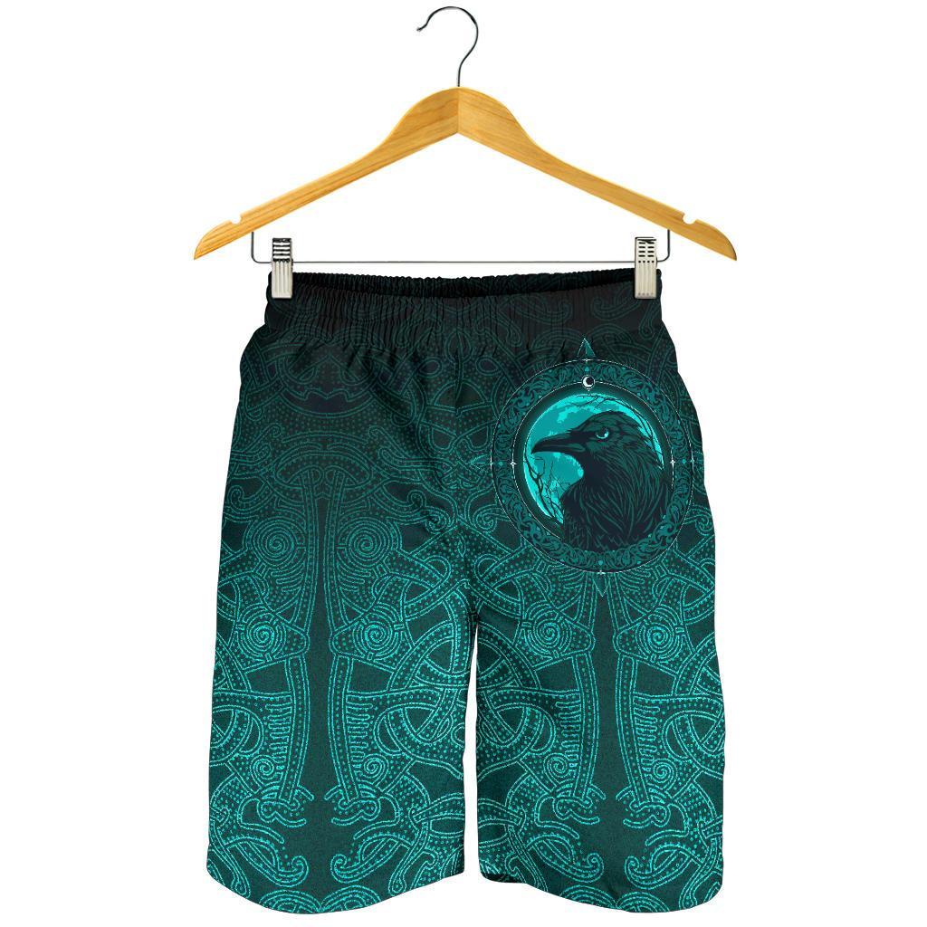 Viking Men's Shorts, Ethnic Odin Raven Cyan RLT12