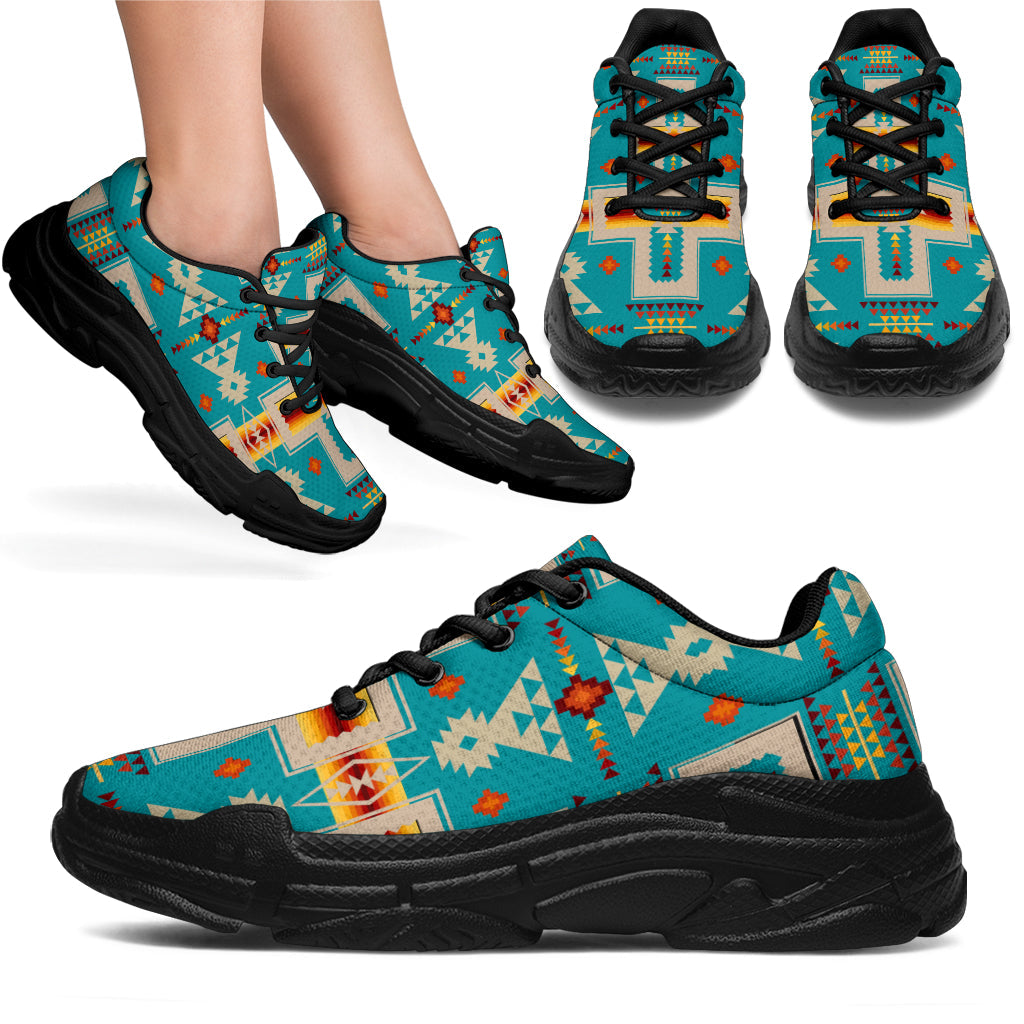 Turquoise Tribe Design Native American Chunky Sneakers LT10