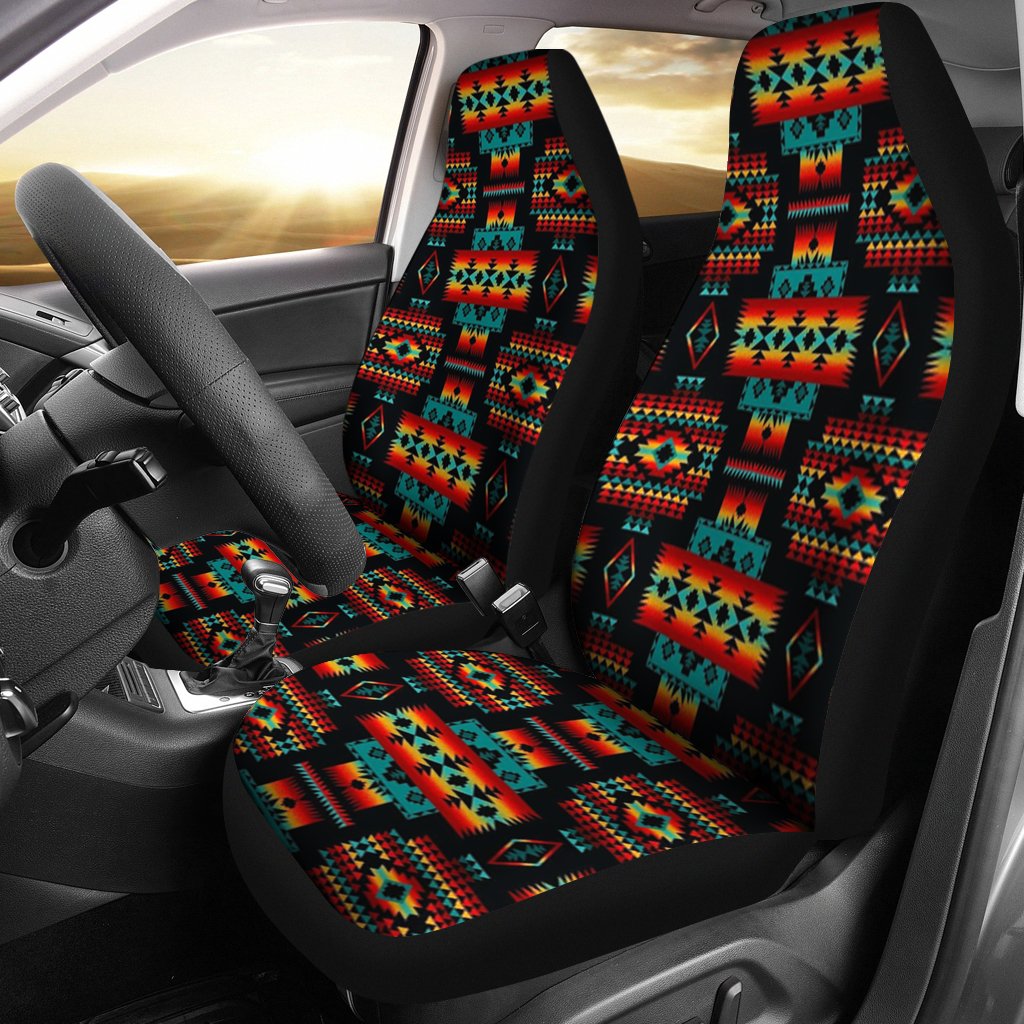 Black Navajo Pattern Native American Car Seat Covers LT10